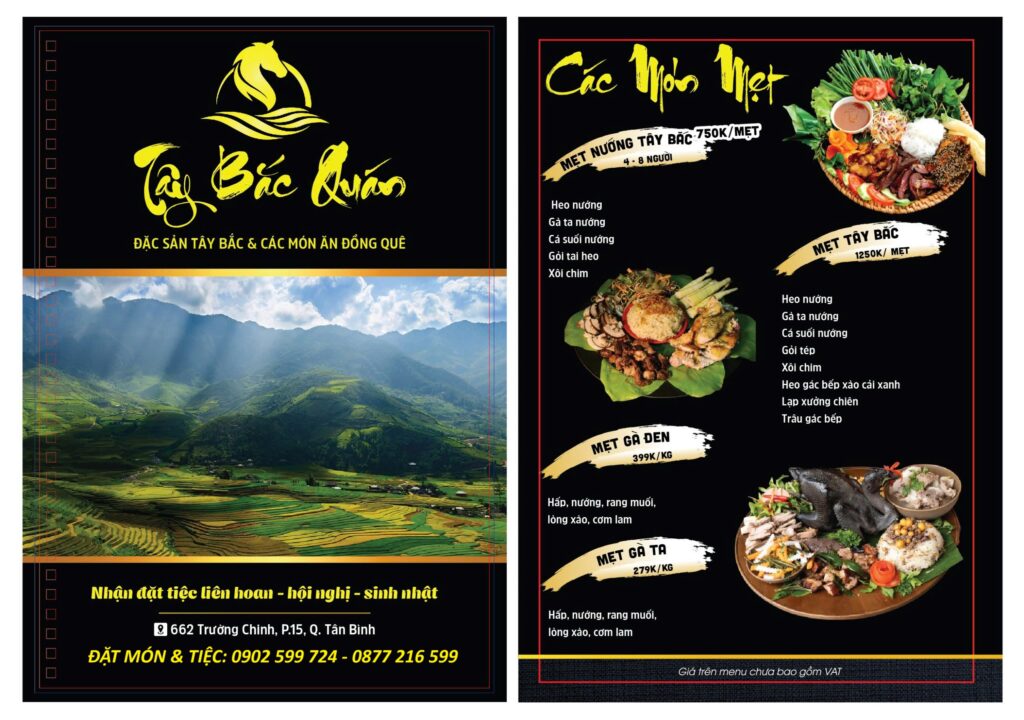 Menu Nhà Hàng Tân Bình - Ẩm Thực Tây Bắc Quán 0902599724
