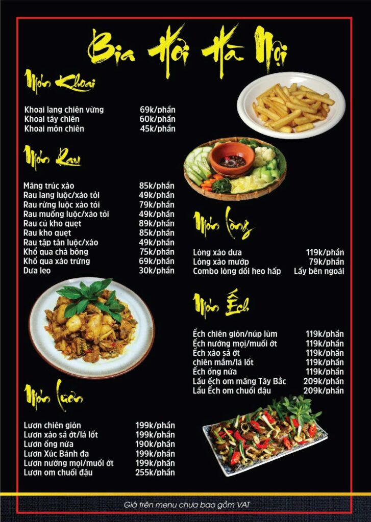 Menu Ếch Lươn