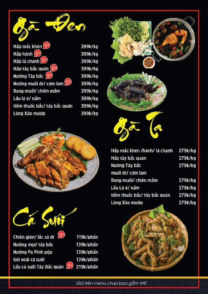 Menu Gà Đen Tây Bắc
