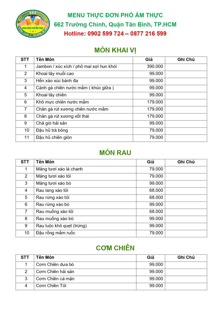 Menu Phố Ẩm Thực Tân Bình 662 Trường Chinh (1)